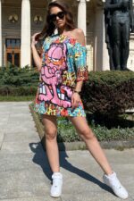 Rochie cu Garfield Aperoro Multicolora - imagine 3