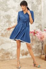 Rochie scurta clos Olimpia Bleumarin - imagine 5