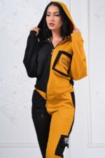Compleu Dama format din pantalon evazat si bluza scurta cu snururi Halena Maro cu negru - imagine 7
