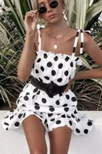 Rochie cu bretele si volan Formiga Albacu buline negre - imagine 2