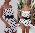 Rochie cu bretele si volan Formiga Albacu buline negre - imagine 4