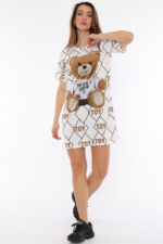 Rochie Lunga Plisata cu decolteu in v Asunta Alba cu flori multicolore - imagine 4