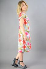 Rochie Midi dreapta cu imprimeu floral multicolor Joana Gri - imagine 5