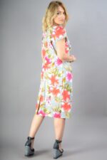 Rochie Midi dreapta cu imprimeu floral multicolor Joana Gri - imagine 3