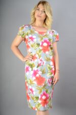 Rochie Midi dreapta cu imprimeu floral multicolor Joana Gri - imagine 2