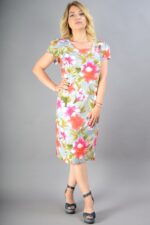 Rochie Midi dreapta cu imprimeu floral multicolor Joana Gri