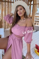 Compleu Dama din bumbac racoros format din bustiera si fusta lunga Sidney Roz - imagine 2