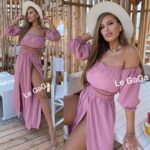 Compleu Dama din bumbac racoros format din bustiera si fusta lunga Sidney Roz - imagine 4