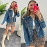 Camasa denim cu nasturi si lanturi Caligia - imagine 4