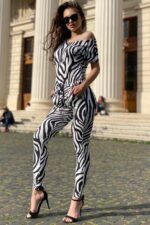 Salopeta Lunga cu buzunare Comiza Animal print zebra - imagine 6