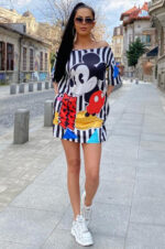 Rochie cu Mickey Mouse Irisa Alba cu dungi negre - imagine 5