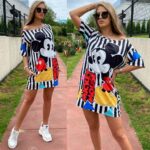 Rochie cu Mickey Mouse Irisa Alba cu dungi negre - imagine 4