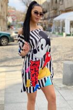 Rochie cu Mickey Mouse Irisa Alba cu dungi negre - imagine 7