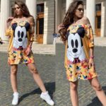 Rochie scurta cu Mickey Mouse Marlisa Galbena - imagine 3