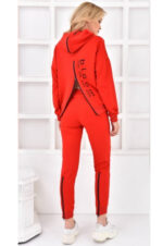 Trening din bumbac format din bluza cu fermoar pe spate si pantalon Roland Rosu - imagine 2