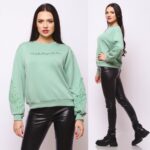 Bluza Verde cu scris negru si dantela maneci Rodica - imagine 4