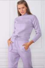Compleu Tricotat format din pantalon si bluza scurta Ruxandra Mustar - imagine 5