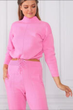 Compleu Tricotat format din pantalon si bluza scurta Ruxandra Mustar - imagine 7