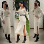 Rochie Tricotata Fonesi Bej - imagine 4
