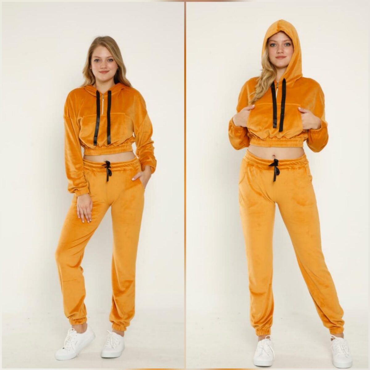 Trening din catifea moale format din bluza cu fermoar partial si pantalon Ivana Mustar - imagine 3
