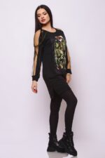 Compleu Tricotat format din pantalon si bluza cu imprimeu 3D Vogue Adelinda Bej - imagine 30