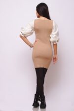 Compleu Tricotat format din pantalon si bluza cu imprimeu 3D Vogue Adelinda Bej - imagine 39