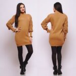 Compleu Tricotat format din pantalon si bluza cu imprimeu 3D Vogue Adelinda Bej - imagine 48