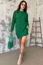 Pulover scurt pe gat cu franjuri Destina Negru - imagine 6