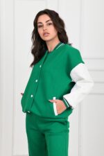 Trening Dama din bumbac format din pantalon si bluza Augustina Verde