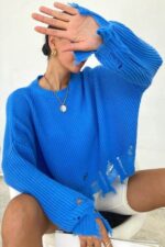 Pulover scurt pe gat cu franjuri Destina Negru - imagine 15