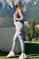 Compleu Tricotat Mandia Gri - imagine 2