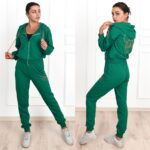 Trening Dama din bumbac format din pantalon si bluza Magda Verde - imagine 4