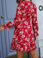 Rochie scurta cu imprimeu floral Brighita Rosie - imagine 2