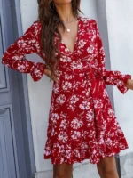 Rochie scurta cu imprimeu floral Brighita Rosie - imagine 3