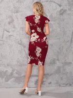 Rochie midi cu maneca scurta Analisa Grena cu imprimeu floral - imagine 2