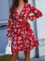 Rochie scurta cu imprimeu floral Brighita Rosie