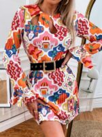 Rochie cu mânecă cu volan cu imprimeu Multicolor Hazel fara curea