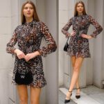 Rochie scurta clos vaporoasa Margareta Crem cu buline negre - imagine 10