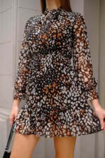 Rochie scurta clos vaporoasa Margareta Crem cu buline negre - imagine 7