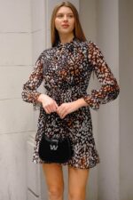 Rochie scurta clos vaporoasa Margareta Crem cu buline negre - imagine 8