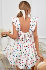 Rochie Scurta Leblanc Alba cu buline Multicolore
