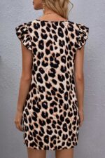 Rochie Scurta cu animal print si volanase la umeri Tiaret - imagine 2