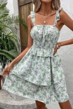 Rochie Scurta Ivon Alba cu Print Floral Multicolor