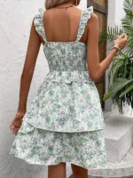 Rochie Scurta Ivon Alba cu Print Floral Multicolor - imagine 2