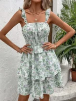 Rochie Scurta Ivon Alba cu Print Floral Multicolor - imagine 3