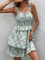 Rochie Scurta Ivon Alba cu Print Floral Multicolor - imagine 4
