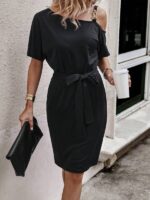 Rochie Scurta Natini Neagra cu Cordon - imagine 4
