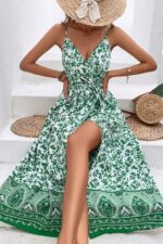 Rochie Midi Major Alba cu Print Verde