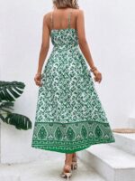 Rochie Midi Major Alba cu Print Verde - imagine 2
