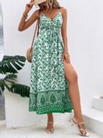 Rochie Midi Major Alba cu Print Verde - imagine 4
